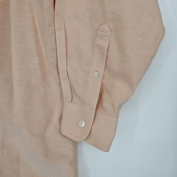 Roundtree & Yorke Shirt Mens 16.5 34 Peach Gold Label Non Iron Oxford Button - Picture 3 of 10